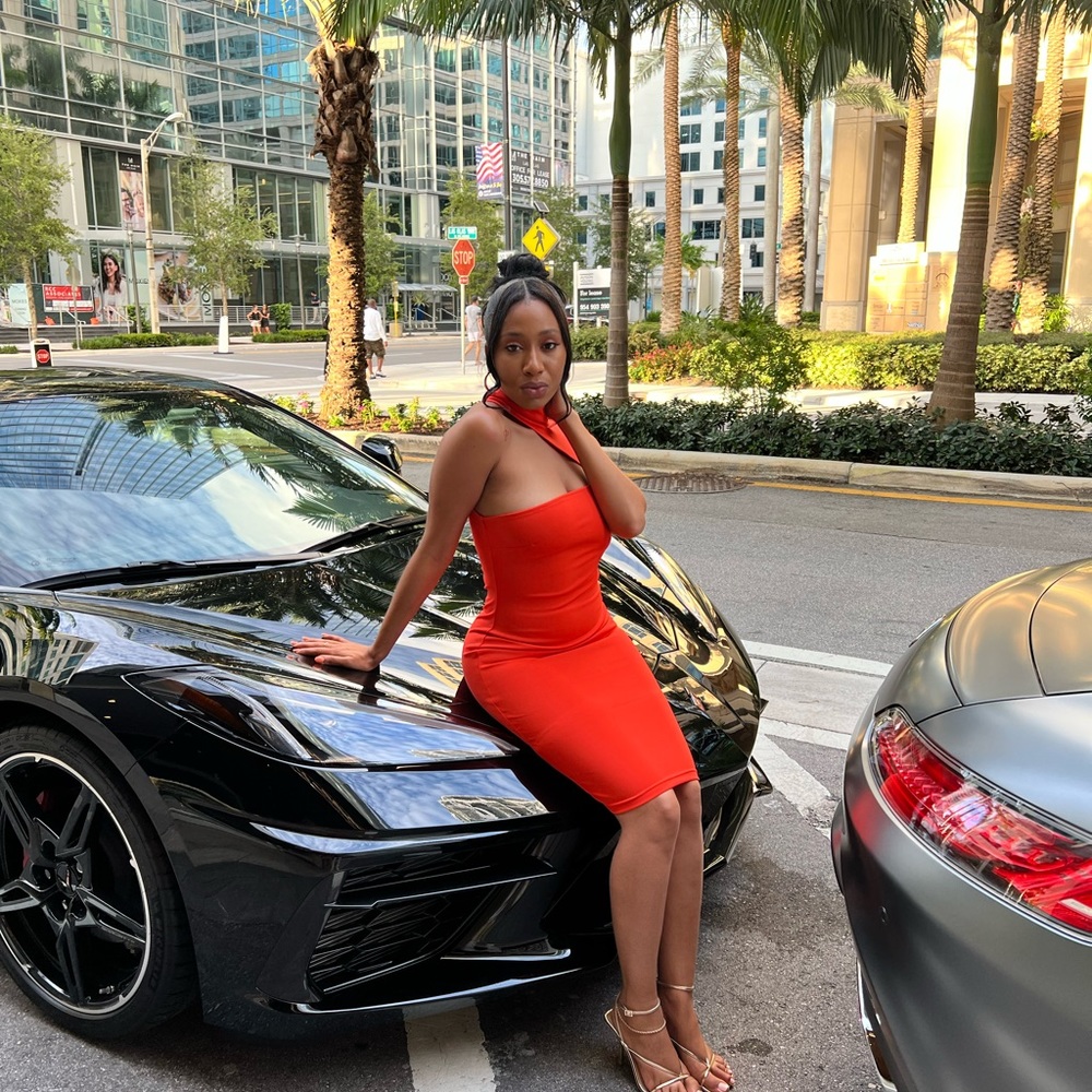 Miss Circle : Jolene Orange Asymmetric Dress